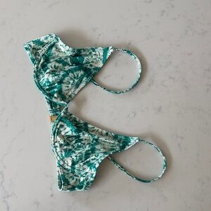 Kulani Kinis Teal & White Tie-Dye Bikini Top